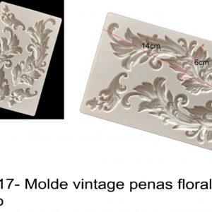 J 2617- Molde vintage penas floral barroco aros palmas
