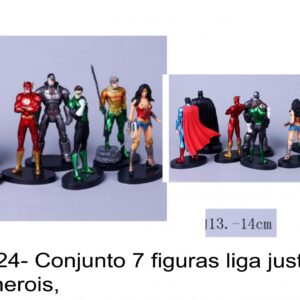 J 2624- Conjunto 7 figuras liga justiça, super herois,super homen batman flash aquaman mulher maravilha green hornet ciborgue