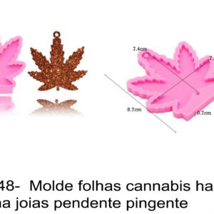 J 2648-  Molde folhas cannabis haxixe  medalha joias pendente pingente