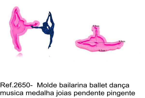 J 2650-  Molde bailarina ballet dança musica medalha joias pendente pingente
