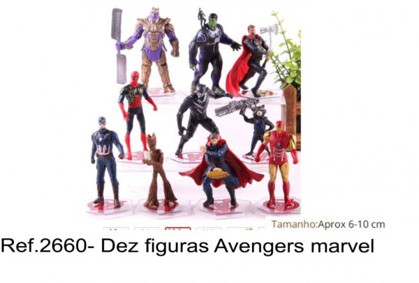 J 2660- Dez figuras Avengers marvel capitão america homem ferro spiderman thanos hulk groot
