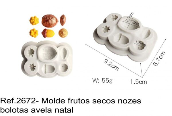 J 2672- Molde frutos secos nozes bolotas avela natal