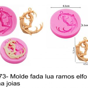 J 2673- Molde fada lua ramos elfo medalha joias pendente pingente