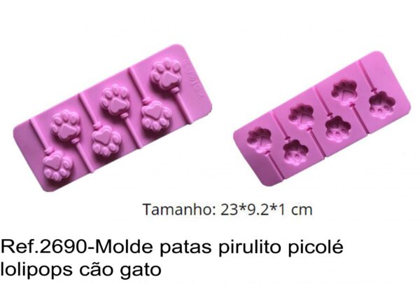 J 2690-Molde patas pirulito picolé lolipops cão gato chupa  popsicle
