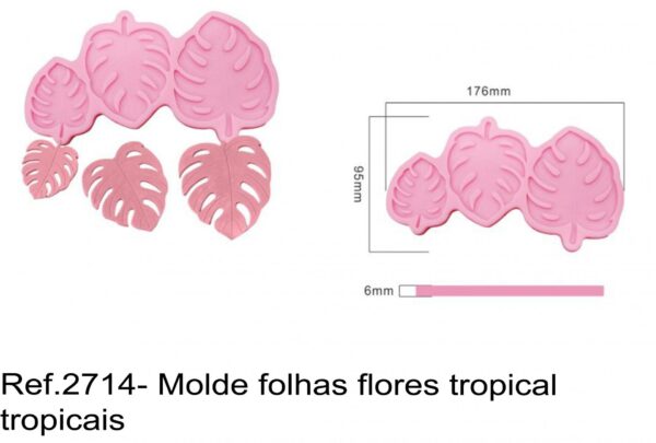 J 2714- Molde folhas flores tropical tropicais