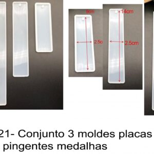 J 2721- Conjunto 3 moldes placas joias cristais pingentes medalhas
