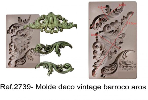 J 2739- Molde deco vintage barroco aros