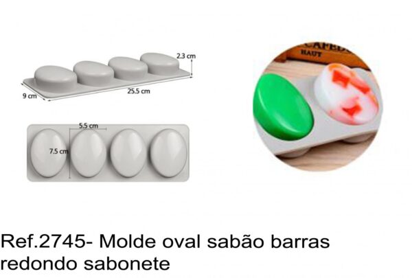 J 2745- Molde oval sabão barras redondo sabonete