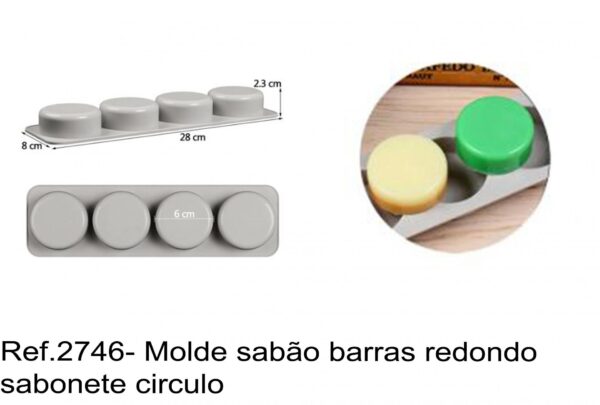 J 2746- Molde sabão barras redondo sabonete circulo