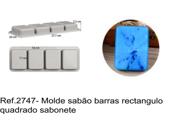 J 2747- Molde sabão barras rectangulo quadrado sabonete