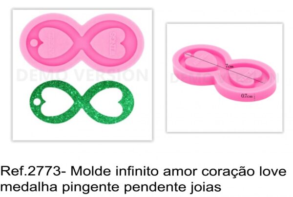 J 2773- Molde infinito amor coração love medalha pingente pendente joias