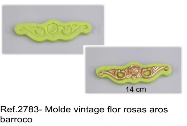 J 2783- Molde vintage flor rosas aros barroco