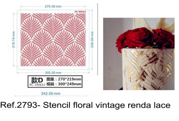 J 2793- Stencil floral vintage renda lace