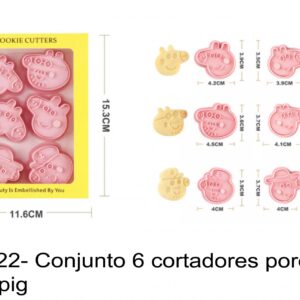 J 2822- Conjunto 6 cortadores porquinha peppa pig
