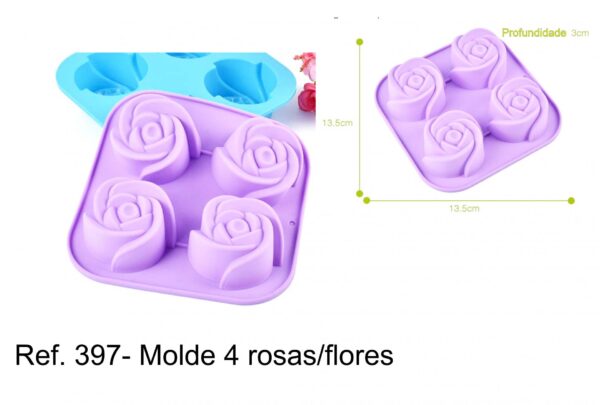 J 397- Molde 4 rosas/flores
