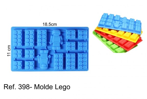 J 398- Molde lego com peças e figuras robot