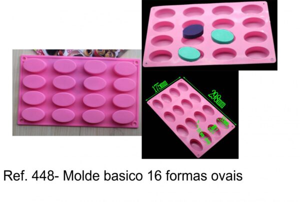 J 448- molde básico 16 formas ovais/oval