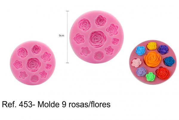 J 453- Molde 9 rosas/flores