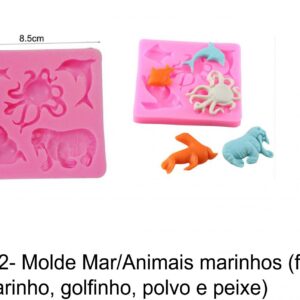 J 502- Molde Mar/animais Marinhos (golfinho, leão marinho, focas, polvos, peixes)