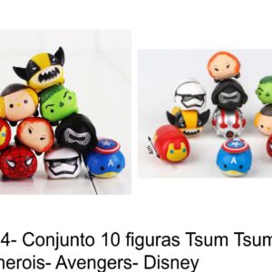 J 574- Conjunto 10 figuras Tsum Tsum- Super herois- Avengers- Disney