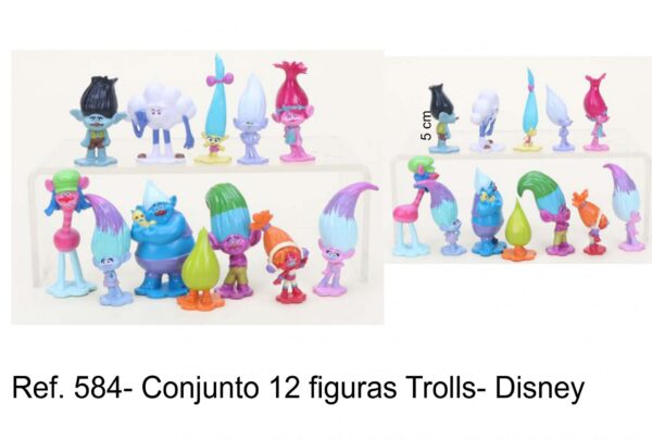 J 584- Conjunto 12 figuras Trolls- Disney