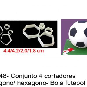 J 648- Conjunto 4 cortadores Pentagono/ hexagono- Bola futebol