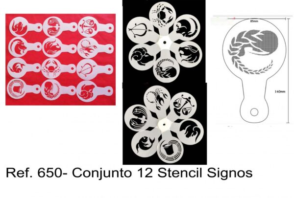 J 650- Conjunto 12 Stencil Signos horoscopo zoodiaco