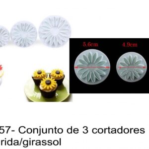 J 657- Conjunto de 3 cortadores Flores/ margarida/girassol malmequeres