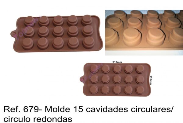 J 679- Molde 15 cavidades circulares/ circulo redondas