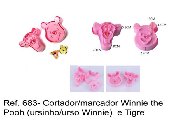 J 683- Cortador/marcador Winnie the Pooh (ursinho/urso Winnie)  e Tigre- Disney