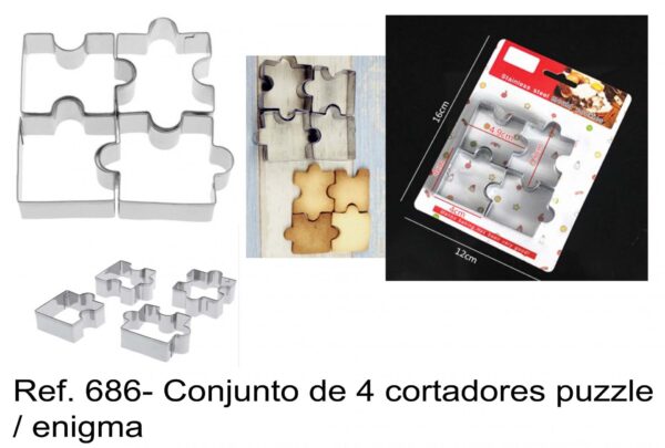 J 686- Conjunto de 4 cortadores puzzle / enigma