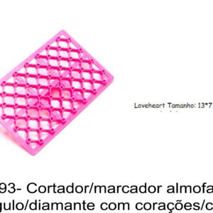 J 793- Cortador/marcador (tipo espatula)  almofadados losango/diamante com corações/coração