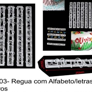J 803- Regua com Alfabeto/letras e numeros algarismos cortador