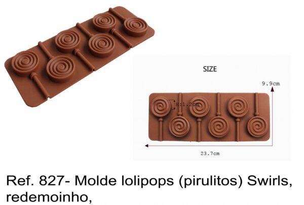 J 827- Molde lolipops (pirulitos) Swirls, redemoinho,  picole popsicle