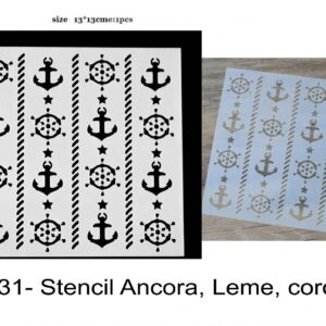 J 831- Stencil Ancora, Leme, corda- Mar