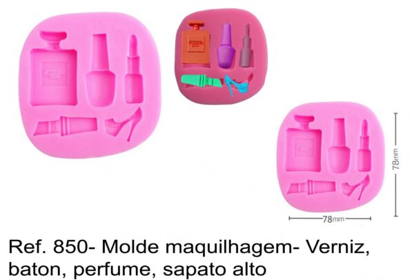 J 850- Molde maquilhagem- Verniz,  baton, perfume, sapato alto
