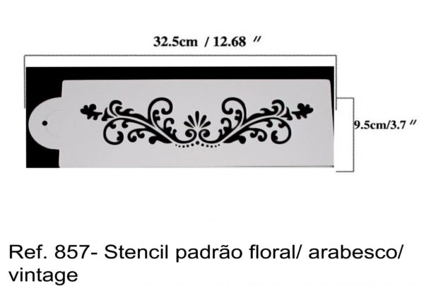 J 857- Stencil padrão floral/ arabesco/ vintage