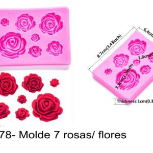 J 878- Molde 7 rosas/ flores