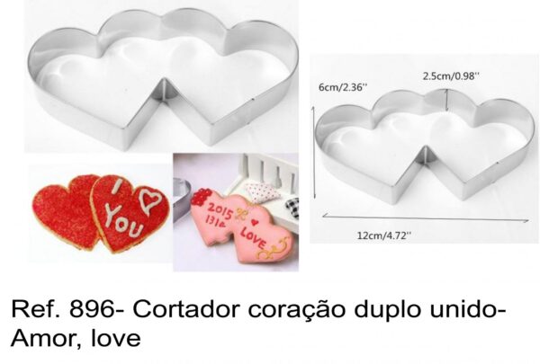 J 896- Cortador coração duplo unido- Amor, love