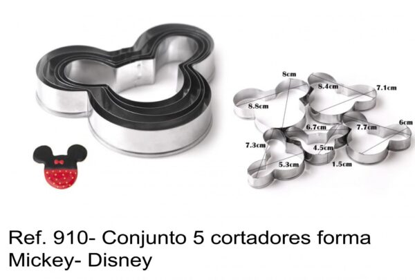 J 910- Conjunto 5 cortadores forma Mickey- Disney