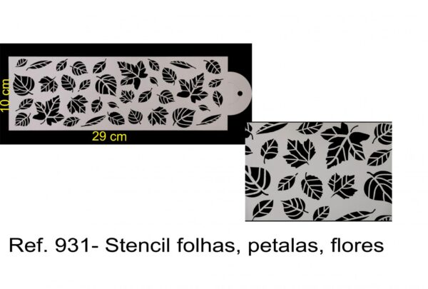 J 931- Stencil folhas, petalas, flores