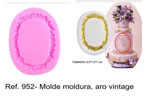 J 952- Molde moldura, aro vintage, espelho palma grinalda
