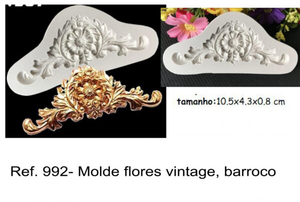 J 992- Molde flores vintage, barroco