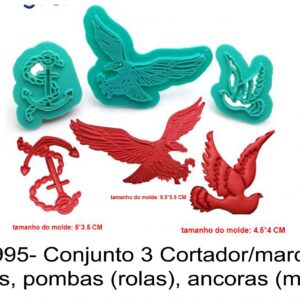 J 995- Conjunto 3 Cortador/marcador  águias, pombas (rolas), ancoras (mar) passaros aves benfica